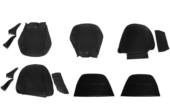Triumph Stag Leather Faced Front Seat Cover Kit - Mk2 - Per Vehicle - Plain Flutes - Black - RS1588BLACK LF